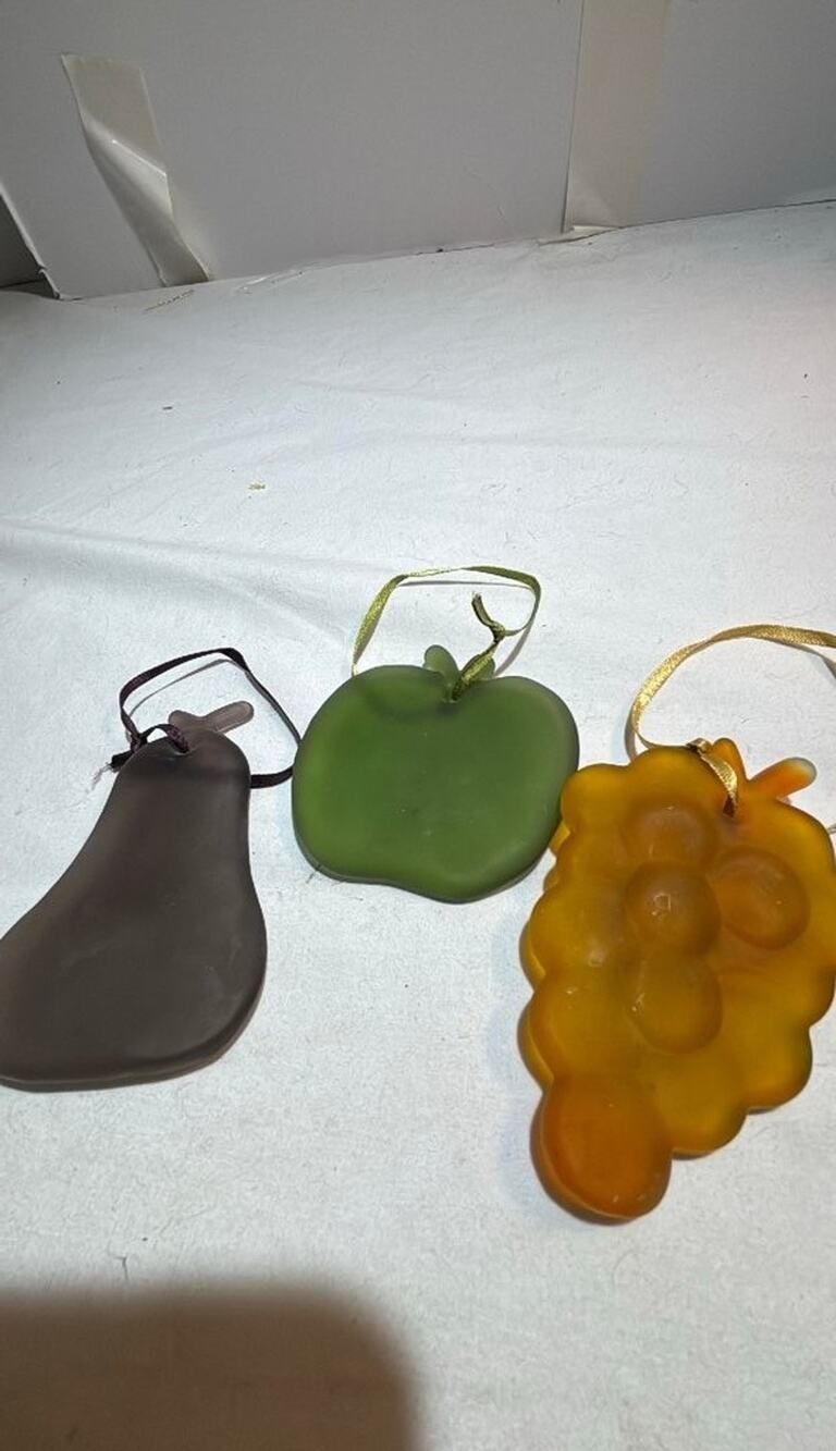 Vintage Frosted Glass Fruit Ornaments Set